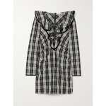 GANNI 벨벳 트리밍 러플 유기농 면 미니 드레스 F8749