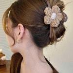 여자 반 묶음 올림 머리 플라워 집게 헤어 핀 코디