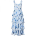 GANNI 플리츠 조젯 미디 스트랩 드레스 F9145