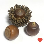 장식미니어쳐 가을 열매 굴참 도토리 와 갓 세트