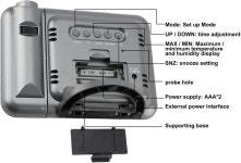 아코존 프로젝션 알람 시계 디지털 LED 일기 예보 캘린더 디스플레이 온도 습도 모니터 게이지 습도계
