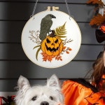 초보자를 위한 고딕 할로윈 자수 스타터 키트 스탬프 크로스 스티치 키트 바늘 포인트 후프 3세트 첨부된 교육 비디오 QR 코드