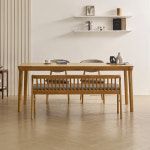 라로퍼니처 라로퍼니처 보나 1900 포세린 통 세라믹 6인 식탁 세트 메이플 식탁 의자3 벤치1