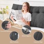 새스티 헤드보드 베개 퀸 삼각 웨지 헤드보드 침대 소파용 베개 앉아서 읽거나 탈착식 커버로 작업할 수 데이베드 다크 Queen