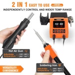 툴워 2-IN-1 851D 납땜 스테이션 아이언 키트 302 F 고속 난방 열풍 재작업 키트에는 9개의 액세서리 듀얼 채널 제어 90레벨 공기 흐름... 