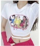 댄스연습복 재즈 힙합 피트니스 줌바댄스 댄스복 여성댄스복 줌바웨어 흰색 탑 소매 보내기 m