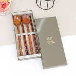 박씨상방 박씨상방 박씨상방 2인 옻칠 별꽃 자개 나무수저세트D 케이스포함