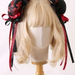 뿌까머리 머리끈 로리타코스프레 장식 춘리 만두머리 A 진한 와인