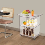 오르막툴 3단 서빙 카트 바퀴 주방 식당용 손잡이가 모바일 PC 롤링 카트 28 L x 11 8 W 28 7 H Clear