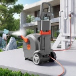 핸드 크랭크 가든 호스 릴 5 8 x 100피트 헤비 듀티 워터 릴 탈착식 모든 길이 잠금 장치 간편 되감기 시스템 4패턴 노즐 Gray-red 1 2 x 130ft