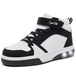 스피드메이트 SPEED MATE Light Up Shoes Girls Boys - Toddler LED Shoes Kids High Top Sneakers Blackwhite 2