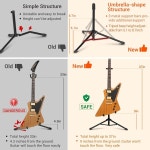 CAHAYA 유니버설 플로어 스탠드 - 어쿠스틱 일렉트릭 클래식 베이스 기타를 위한 넥 홀더가 접이식 2팩 CY0287