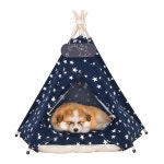 강아지와 고양이를 위한 뮤이펫 펫 티피 두꺼운 강아지 쿠션 20x20x24 텐트와 20x24 놀이방 Star M 20x20x24inch