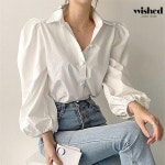 위시드 데일리 숄더 퍼프 버튼 셔츠 WICABL018