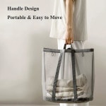 야기자이 접이식 벽걸이 세탁 바구니 세탁 욕실 기숙사 또는 여행용 캐리어 손잡이가 강화된 나일론 메시 햄퍼 41L