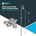 EZ-FLO 27 x 42 배스콕 타입 휴대용 알루미늄 샤워 로드 프레임 크롬 도금 11123 유닛 추가