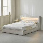 루피 LED 아쿠아텍스 패브릭 평상형 호텔 침대 프레임 Q.K(퀸.킹겸용)