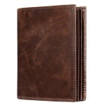 남성 가죽 이중폴드 RFID 수직 지갑 16개 슬롯과 ID 창이 대용량 카드 홀더 L