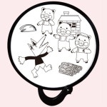 어린이 색칠하는 아기돼지삼형제 천부채2P 창의력 DIY 집중력