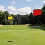 킹탑 골프 플래그 20x14 - 420D 나일론 황동 그로밋 뒷마당 연습 코스 컨트리 클럽을 위한 표준 퍼팅 그린 1 20x14 Inch- Blank Red-