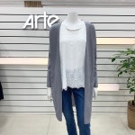 아르떼 Arte 아르테 뒷판 쉬폰 배색 가디건 GY DMBBKC420