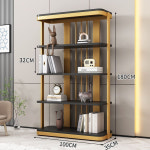 해피유통 거실 책장 수납 선반 모던 스타일 금속과 원목 조합의 강화 오픈형 진열 랙 wcy 100 35 08 1개
