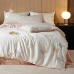 나비 자수 리오 셀 대나무 섬유 실키 침구 이불 커버 침대 시트 1 Color 1