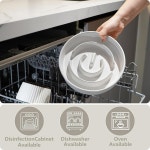 중대형견용 모팡 세라믹 슬로우 피더 물그릇 세트 나무 스탠드가 개 그릇 2 0컵 피더 30온스 70온스 흰색 6 D