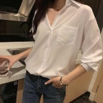 베이직 여성 의류 무지 셔츠옷 블라우스 코디