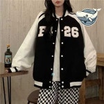 스포티 여성 오버핏 배색 야구점퍼 캠퍼스룩과