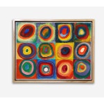 반아트 칸딘스키 색채연구 사각형과 동심원 리얼붓터칭 집들이 명절 선물 10호 53 43 띄움 관액자 우드 1개