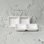 화이트 소스접시 반반그릇 고기집 횟집 쌈장 기름장 초장 와사비