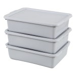 뚜껑이 AnnkkyUS 13리터 플라스틱 버스 욕조 상업용 토트 박스 세트 3