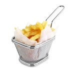 감자튀김 바스켓 튀김렉 안주 미니칩스 스텐 도구 2 컵 가게 음식 홀더 바구니 감튀 소스 보너스 프라이 서빙 테이블 거름망 3RC