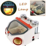 덴탈 더블 펜 파인 샌드 블라스팅 머신 치과 실험실 샌드블라스터 대형 뷰 윈도우 유닛 LED 램프 2개 LED 조명 금속 컵