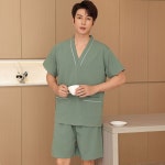 숯가마 찜질방옷 타이마사지복 일본풍 커플데이트 히노끼탕 노천탕 잠옷 남성 그린