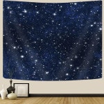 GOAOK 우주 은하 태피스트리 어두운 파란색 별이 빛나는 밤하늘 별 달 천장 60 X40 판타지 천상 작은 태피스트리 벽걸이 침실 방 기숙사용