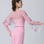 연핑크 라인댄스복 상의 학원 단체 재즈 공연복 스포츠댄스