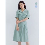 지센 2컬러 셔츠형 버튼업 슬림핏 원피스 OPO501 100002