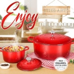 뚜껑이 에나멜 주철 더치 오븐 세트 냄비 2개 5 7L 6쿼트 1 4L 1 5쿼트 조리기구 냄비 1 5QT 6QT