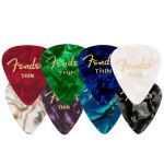 Fender 프리미엄 셀룰로이드 미디엄 모토 악세사리 피크 모양 그린 12팩 351 작은눈물방울형 얇은