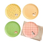 엠에이치앤코 모던하우스 L 뚱냥이 들꽃 뱀부파이버 패턴 20cm 원형접시 4P