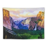 석양 요세미티 국가 공원 오일 아크릴 그림 태피스트리 침실 장식