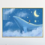 아트블루 귀여운 하늘 고래 동물 일러스트 그림 액자 아이방 아기방 꾸미기 소품 2번 하늘고래 E A2 42 x 60 cm 메탈 액자
