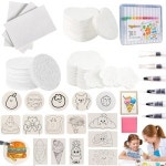 86Pc 매직 폼 텍스처 페인팅 키트 55Pc 퍼프 페인트 1Pc 액자 3D 플로팅 아트 24색 DIY 버블 드로잉