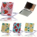 과일 패턴 페인팅 컴팩트 미러 가죽 아트 여행에 적합