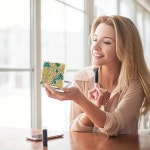 과일 패턴 페인팅 컴팩트 미러 가죽 아트 여행에 적합