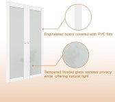 CRUTOP 피벗 스윙 도어 24 x 80 개방 하드웨어가 미러 클로젯 도어 팬트리 세탁을 위한 내부 이중 바이폴드 대안 - 흰색