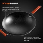 벡스메시 인덕션 웍 가정 상업용 스테인리스 스틸 전기 웍 140 F에서 460 F까지의 온도 오목한 표면 듀얼 컨트롤 10 파워 24H 타이머 14... 