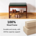 소비보 솔리드 우드 신발 벤치 2단 나무 입구 복도 거실용 인조 가죽 쿠션이 모던 랙 녹색 21 65피트 Green 21 65 inches